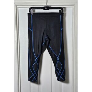 CW-X Mens Large 3/4 Stabilyx Crop Compression Stretch Athletic NWT Black